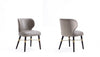 Chaise de salle a manger moderne Strine en bois et tissu, coloris taupe fonce - Lot de 2