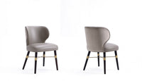  Chaise de salle a manger moderne Strine en bois et tissu, coloris taupe fonce - Lot de 2