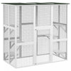 Pawhut Maison Pour Chat D'exterieur En Bois Avec Grand Interieur Spacieux, 6 Rebords Hauts, Toit En Asphalte De Protection Contre Les Intemperies, 71\" L, Blanc