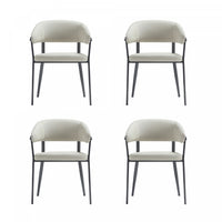 Chaise de salle a manger moderne en metal et tissu Belle, couleur flocon d’avoine - Lot de 4