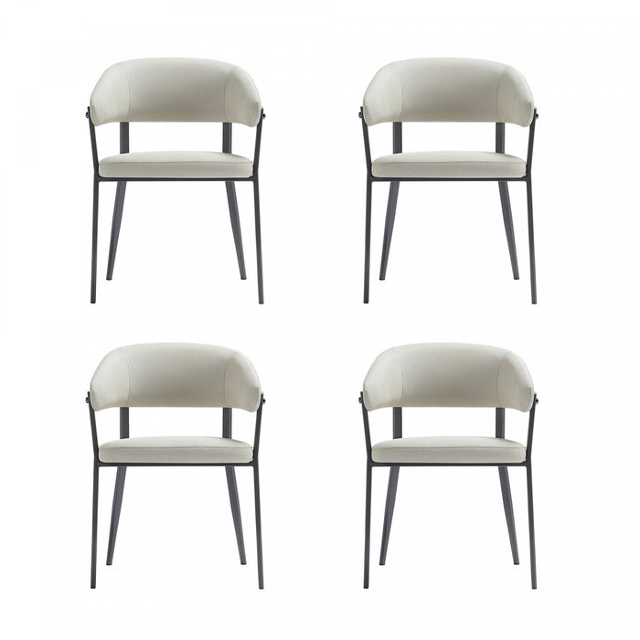 Chaise de salle a manger moderne en metal et tissu Belle, couleur flocon d’avoine - Lot de 4