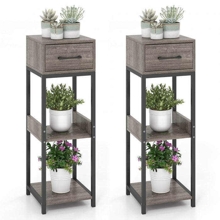 Costway 2 Pack 3 Etagere D'installation Haute Interieure De Niveau Avec Etagere D'affichage De Dispositifs Anti-basculement De Tiroir