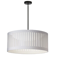 Luminaire suspendu de Dainolite avec abat-jour blanc à fentes, fini noir mat et ampoule à DEL de 22 W