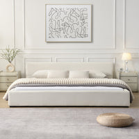  Charlotte Lit elegant avec revetement a bord large, Taille Queen, Beige