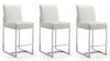 Tabouret de comptoir moderne en metal et tissu Element, blanc perle - Lot de 3