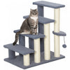 Pawhut Arbre A Chat, Tour D'escalier A 4 Marches Avec Griffoir Pour Chat, Plate-forme De Saut, Balle Jouet, Meubles Pour Chats D'interieur, Gris