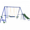 Outsunny Balancoire 5 en 1 pour enfants, balancoire en metal robuste avec cadre en A, ensemble de jeu exterieur avec balancoire soucoupe, toboggan, balancoire, planeur