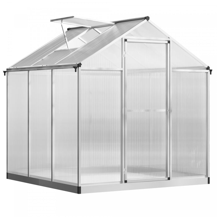 Outsunny Kit De Serre 6'x6'x6.4' Serre De Jardin Panneaux De Polycarbonate Abri Pour Croissance Des Plantes Et Fleurs