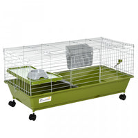 Pawhut Cage Pour Petits Animaux De 88,9 Cm De Long, Cage A Lapin Roulant, Cage Pour Cochon D'inde Av