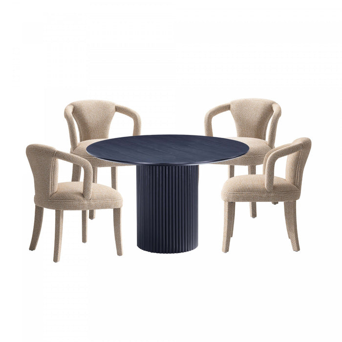 Ensemble de salle a manger moderne chic industriel Hathaway et Palmer 5 pieces en ivoire et noir