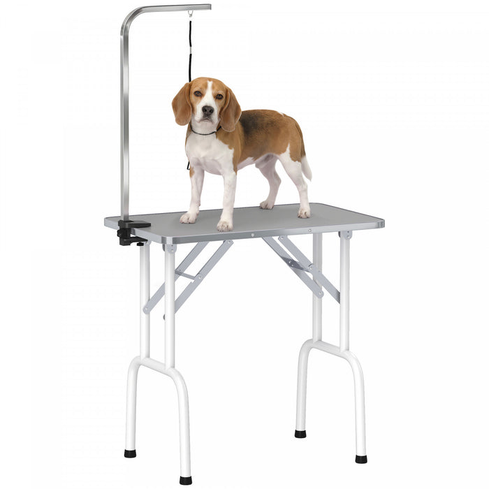 Table de Toilettage 81 cm pour Chiens et Chats de Petite et Moyenne Taille, Gris