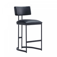  Tabouret de comptoir contemporain moderne Juno en cuir vegetalien et metal, coloris noir