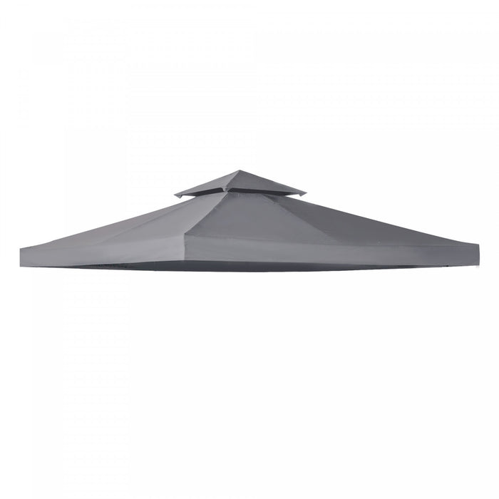Outsunny 9,8 'x 9,8' Carre 2 Niveaux Gazebo Auvent Remplacement Couverture Superieure Exterieur Jardin Pare-soleil, Gris Fonce