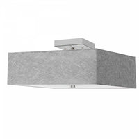 Plafonnier semi-affleuré Seren de Dainolite avec abat-jour gris, fini chromé poli et 3 ampoules