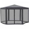 Outsunny O 13' Tonnelle Barnum Hexagonale Tente De Reception Activites Extetieur Rideaux Moustiquaires Zippees Gris Fonce