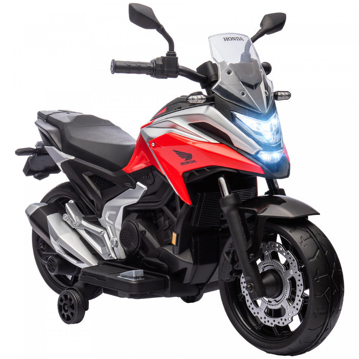 Qaba Motorcycle Electrique Honda Licensee 12v, Conduite Sur Moto A Batterie Pour Les Enfants Avec Des Phares Roues D'entrainement, Musique, Pour 3 A 6 Ans, Rouge