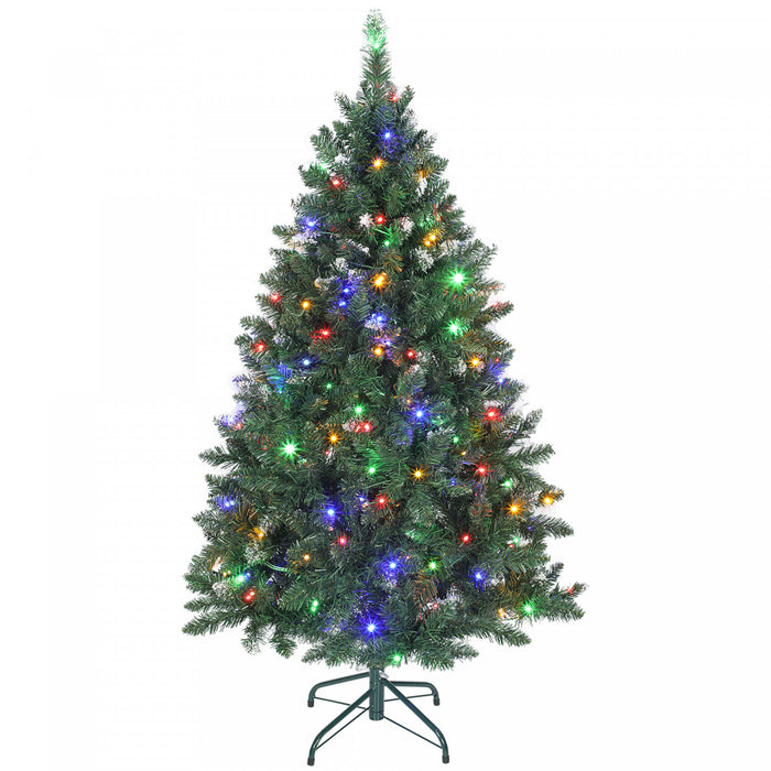HOMCOM Sapin de Noel Givre de 5pi avec Lumieres Bicolores, Sapin de Noel