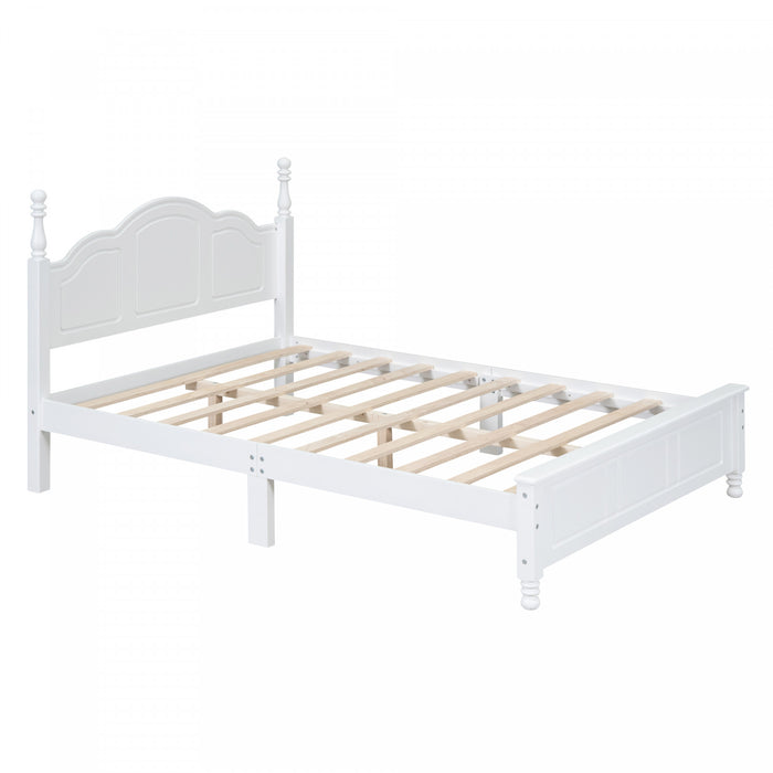 Jessie Lit a plateforme de style retro avec support a lattes en bois, taille double, blanc