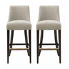 Tabouret de bar moderne Beever en bois et tissu chenille taupe - Lot de 2
