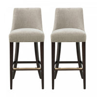  Tabouret de bar moderne Beever en bois et tissu chenille taupe - Lot de 2