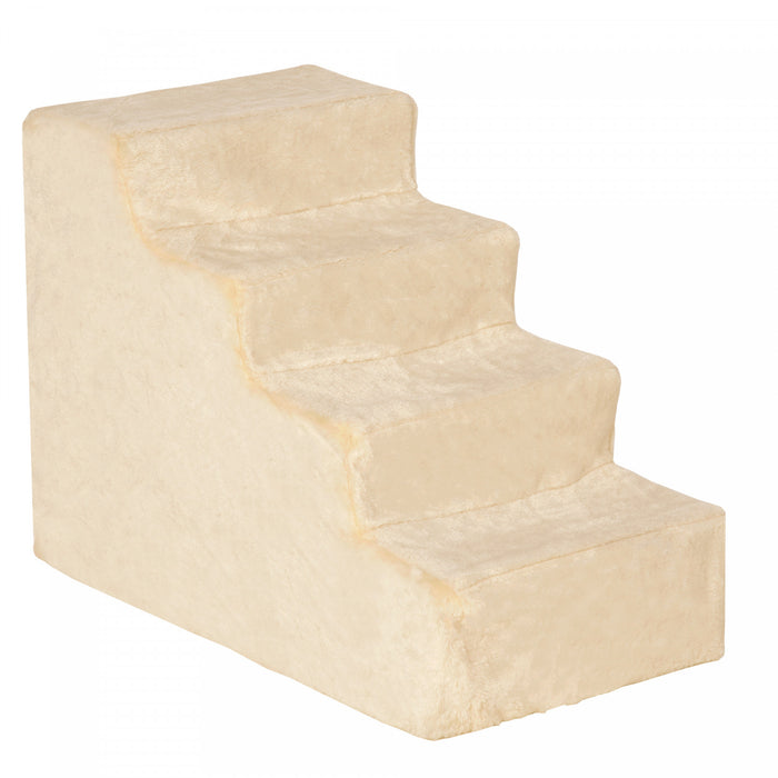 Pawhut Escalier Chats Et Chiens, Marches Pour Lit Et Canape Avec Housse Amovible, Beige