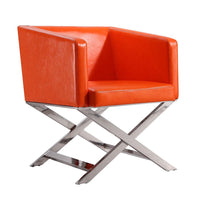 Fauteuil d’appoint de détente Hollywood de Manhattan Comfort en chrome poli et en similicuir - orange