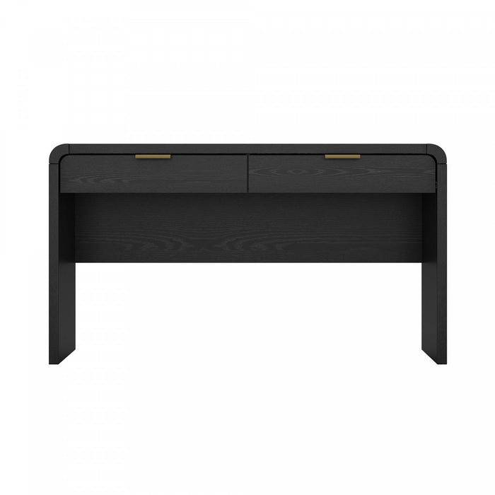 Bureau moderne Grace 54\" en noir et or (2 tiroirs)