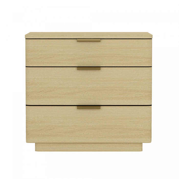 Table de nuit moderne Payton 66 cm en chene naturel (3 tiroirs)