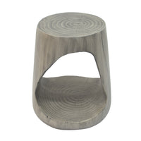 Table d'appoint rustique Elio 16,75 pouces en MGO creuse, style souche et design animalier interieur, gris