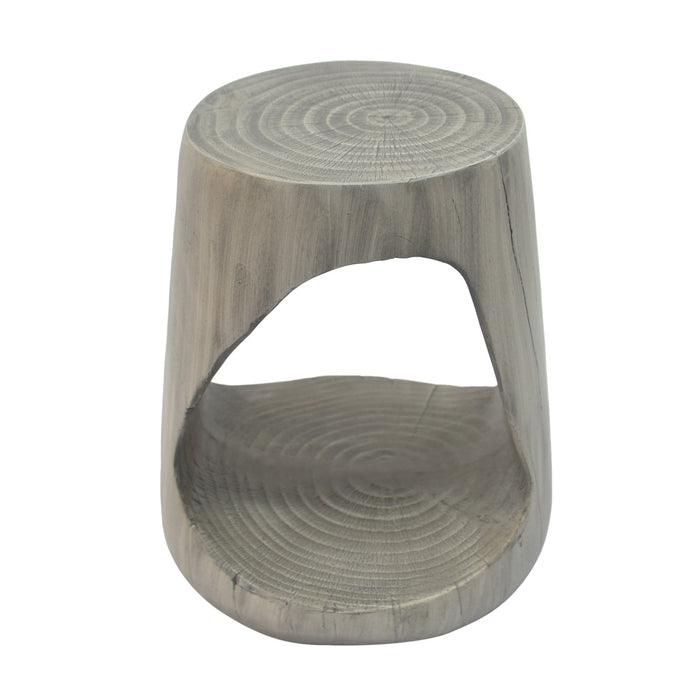 Table d'appoint rustique Elio 16,75 pouces en MGO creuse, style souche et design animalier interieur, gris