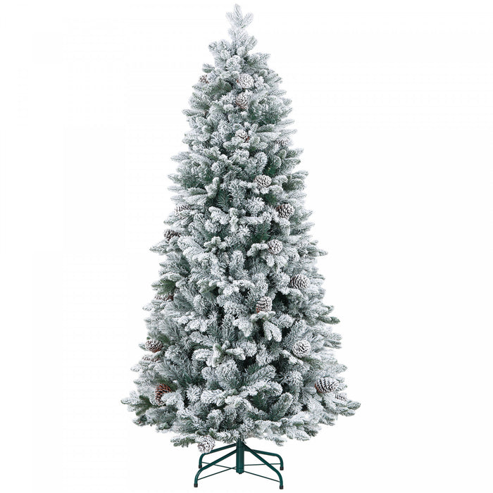 Homcom Arbre De Noel Artificiel De 6pi Avec Pointes Floquees, Pommes De Pin