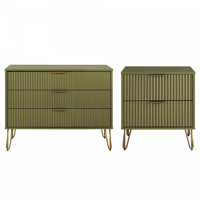 Ensemble moderne Dumbo 2 pieces de commodes en vert olive