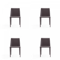  Chaise de salle a manger moderne en cuir vegetalien gris Paris - Lot de 4