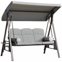 Outsunny Balancelle De Porche 3 Places Avec Auvent Inclinable, Gris Clair