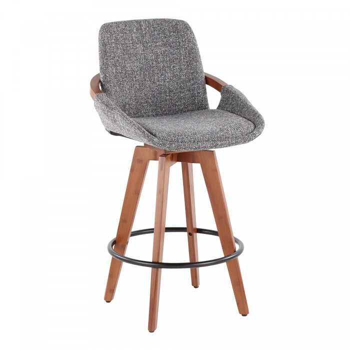 Tabouret de style du milieu du 20e siècle Cosmo de hauteur comptoir en tissu - noyer et gris