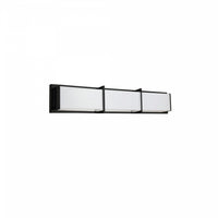 Lumière de coiffeuse Winston de Dainolite en acrylique blanc qui diffuse la lumière, avec fini noir mat et ampoule de 36 W