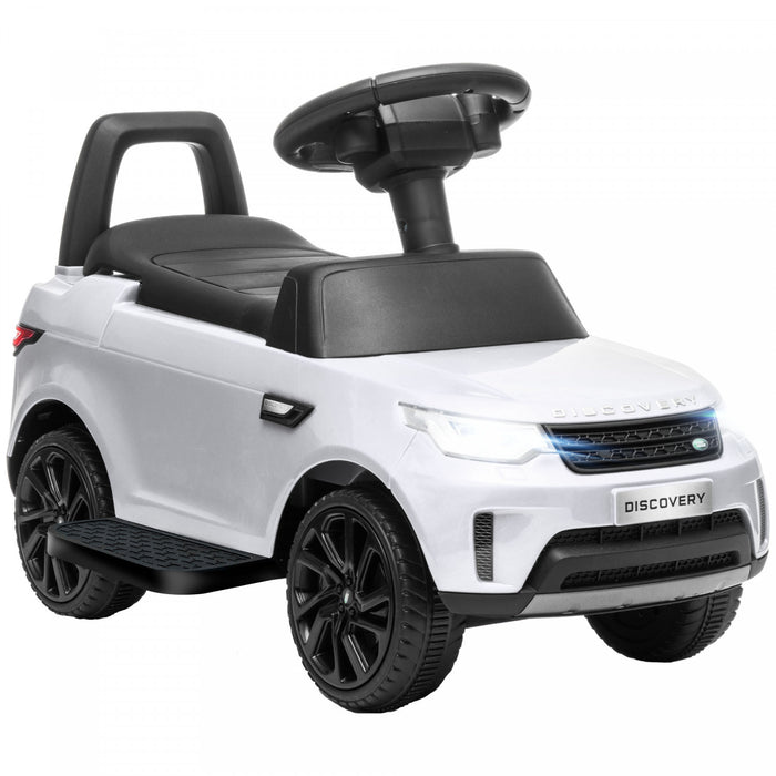 Qaba Voiture Electrique Sous Licence Land Rover 6 V Pour Enfants, Voiture Coulissante 2 En 1, Voiture Pour Enfants Alimentee Par Batterie Avec Klaxon, Pour 18 A 60 Mois, Blanc
