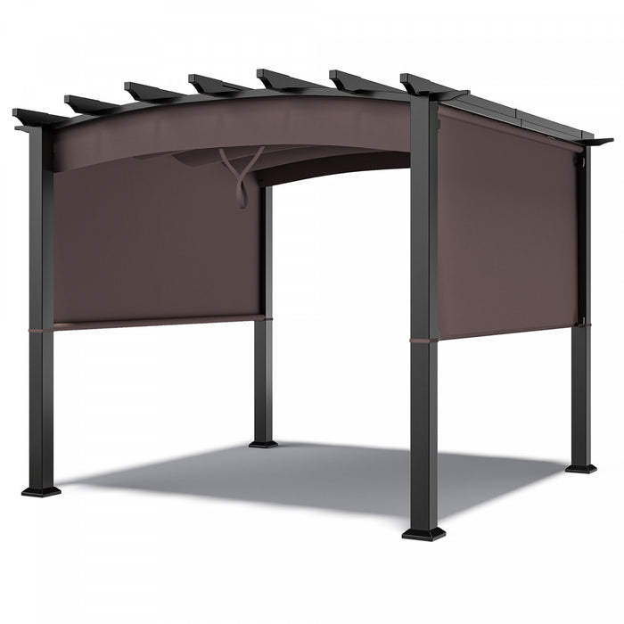 Costway 10 X 10ft Patio Pergola Gazebo Parasol Abri Avec Auvent Retractable