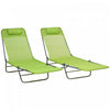 Outsunnychaise Longue Pliante 2 Pcs, Chaises De Piscine Inclinables, Vert