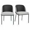 Olivia Ensemble de 2 chaises de salle a manger modernes avec pieds inclines et pieds reglables, noir et gris