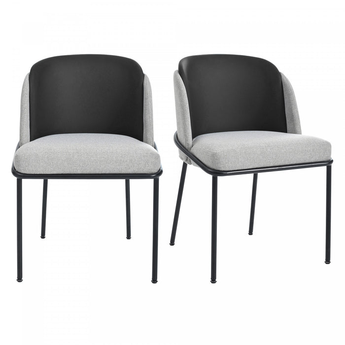 Olivia Ensemble de 2 chaises de salle a manger modernes avec pieds inclines et pieds reglables, noir et gris