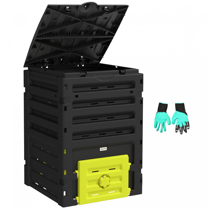 Outsunny Poubelle A Compost De 120 Gallons, Avec 80 Aerations, Jaune