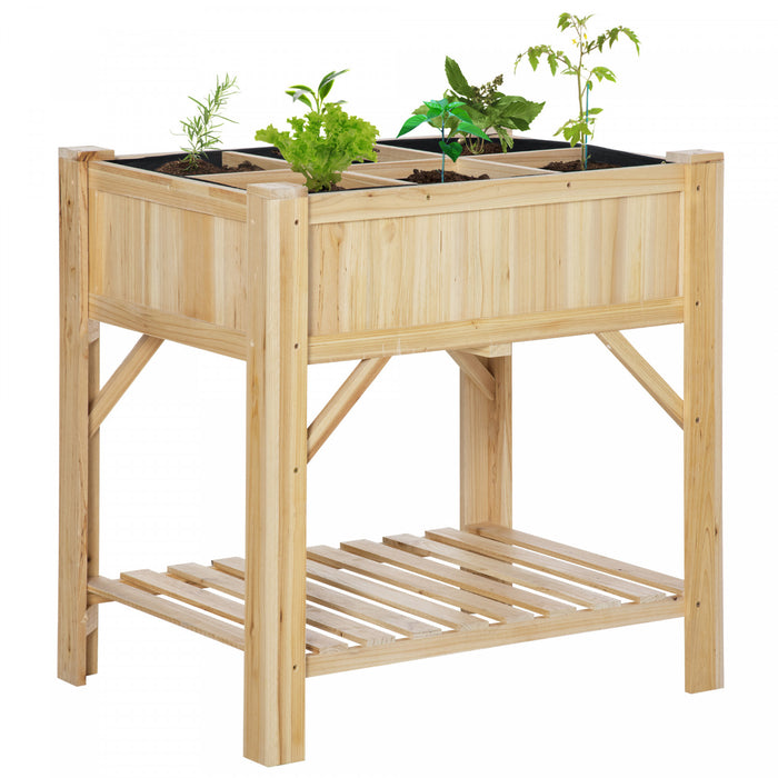 Outsunny 31\" X 23\" Lit De Jardin Sureleve, Jardiniere Surelevee En Bois Avec Tissu Non Tisse Pour Les Legumes, Les Fleurs Et Les Herbes Dans Le Patio, Le Jardin Et Le Balcon.