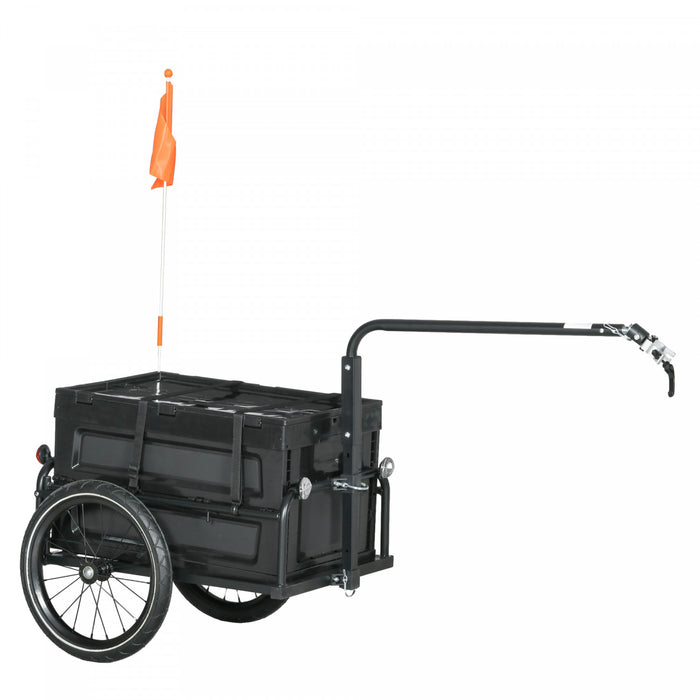 Aosom Remorque velo cargo avec boite de rangement amovible, noir