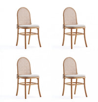 Chaise de salle a manger Paragon Industry Chic avec dossier en cannage et assise rembourree en bois, coloris flocon d’avoine – Lot de 4