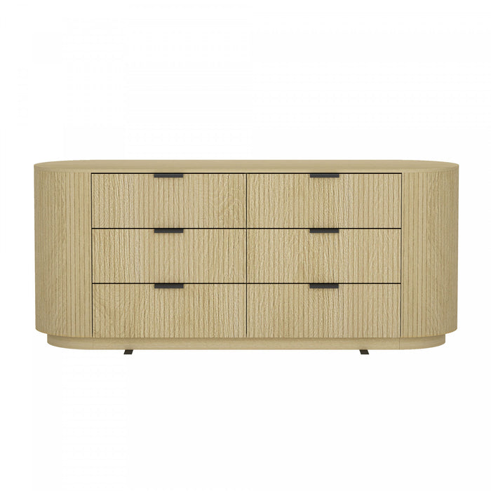 Commode moderne Olivia Manhattan 71\" en chene naturel (6 tiroirs)