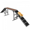 PawHut Equipement d’Agilite pour Chien en Bois, Rampe d’Escalade avec Barre de Securite, Surface Antiderapante, Parcours d’Obstacle pour Parc, Jardin, Entrainement de Marche et de Pause, Gris