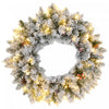Homcom Couronne De Noel Illuminee De 24 Po Avec Pommes De Pin Et Baies
