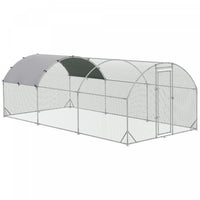 Pawhut Grand Poulailler En Metal Galvanise, Avec Couverture, Pour L'exterieur De La Cour 110.25