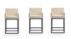 Tabouret de comptoir rembourre en metal style mid-century modern Ambassador, creme - Lot de 3